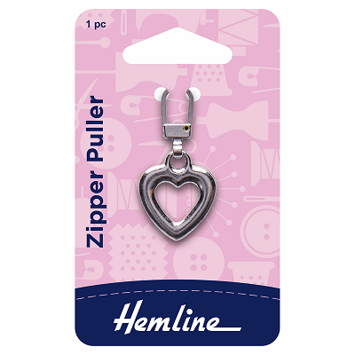 H164.03 Zipper Puller: Heart: Silver.. 
